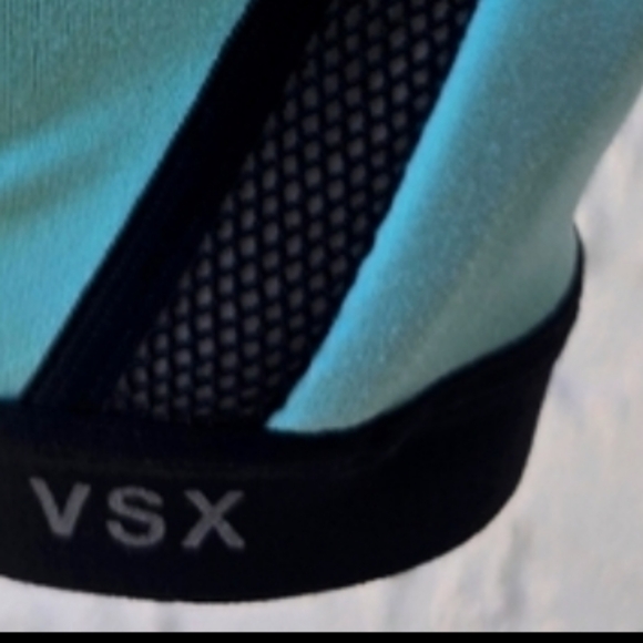 VSX Teal and Black Sports Bra with Zipper - Picture 8 of 9